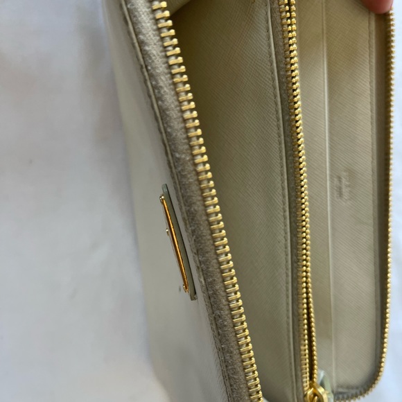 PRADA Authentic Saffiano Gold Leather Zipper Around Wallet - Picture 13 of 16